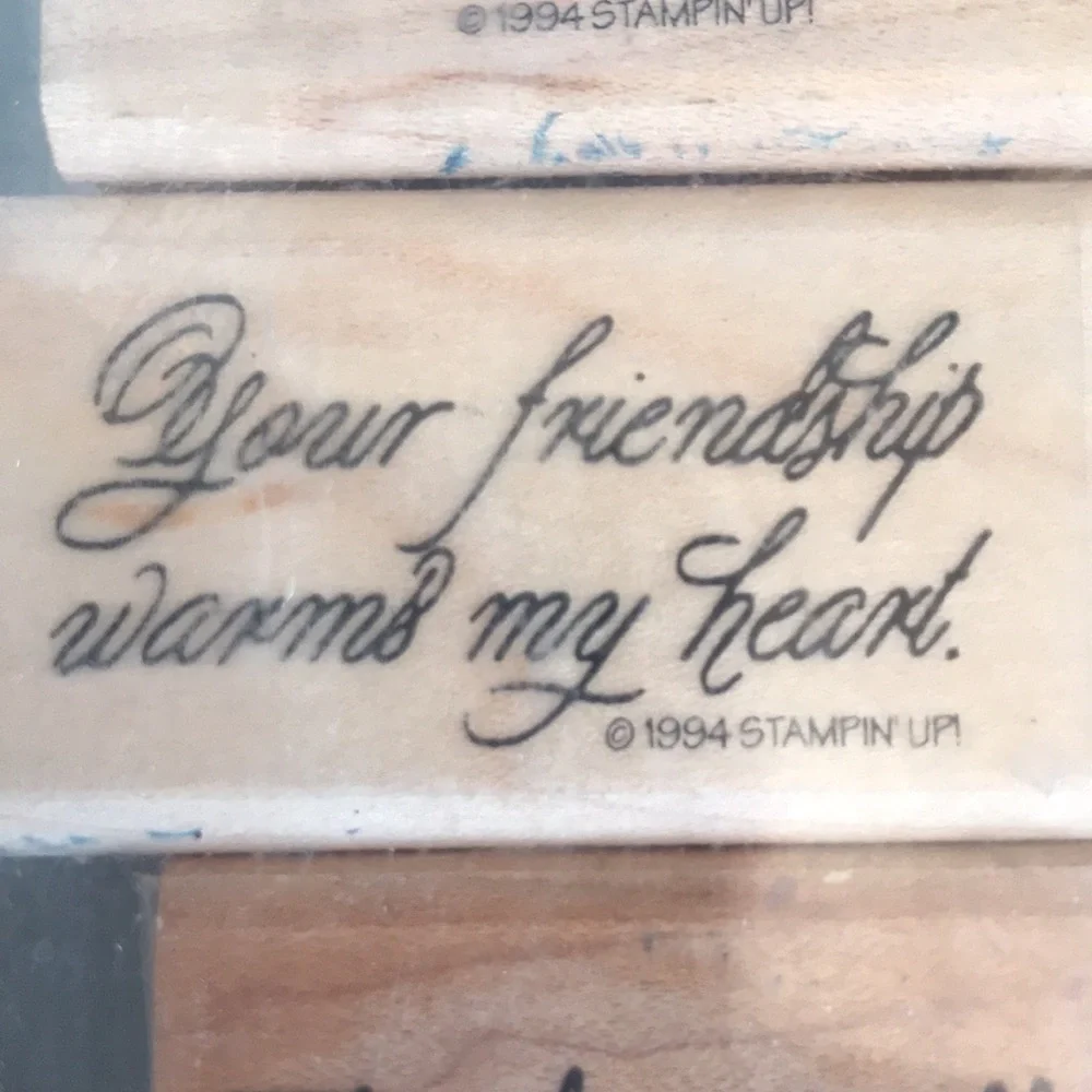 Vintage set of rubber stamps with nice warm sayings/words  stationary scrapbook